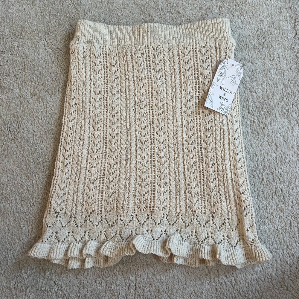 NWT: Crochet Cream Knit Skirt